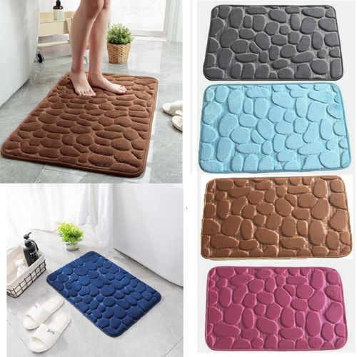Collage of bath mats in different colors with textured surface
