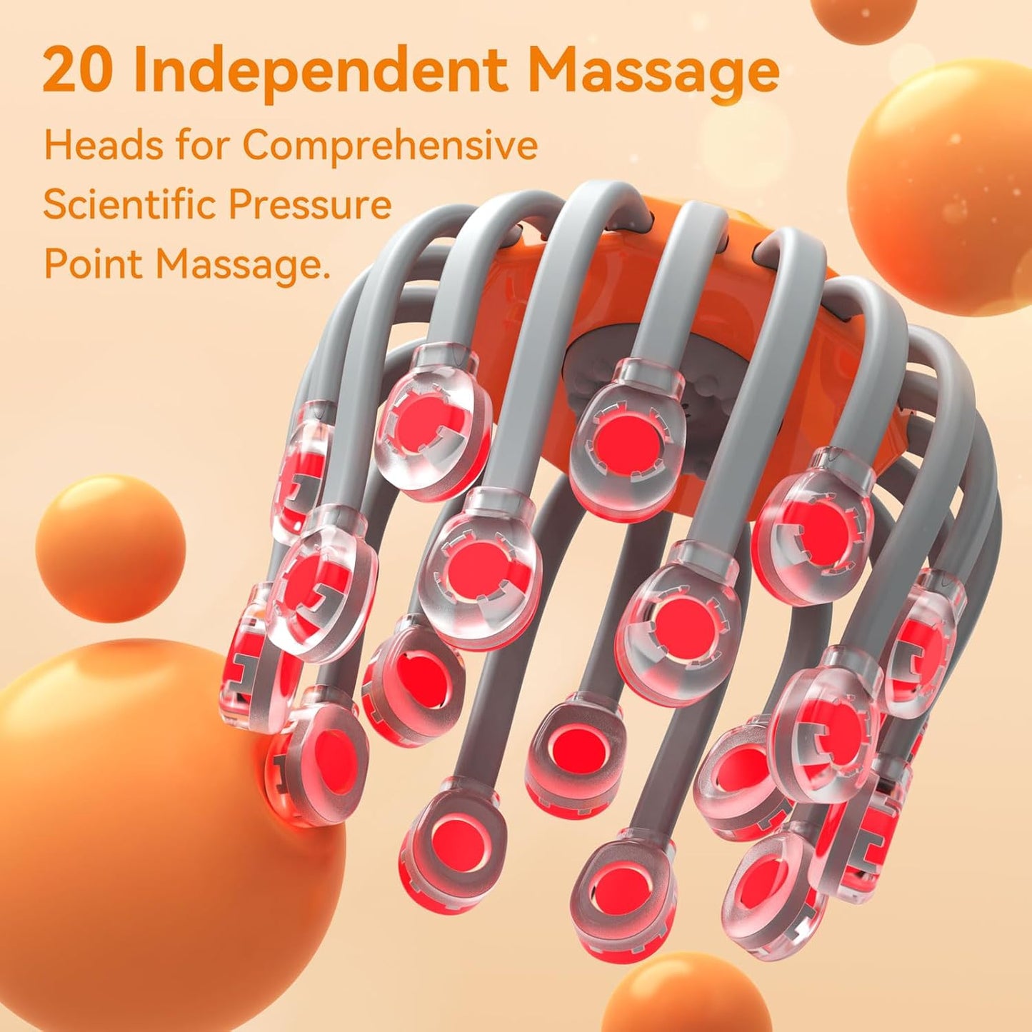 Massage device with multiple heads on a beige background