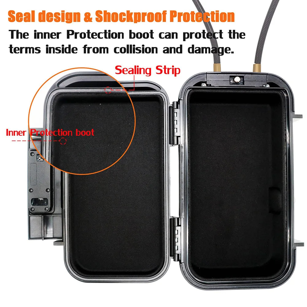 Shockproof protection design with inner protection boot and sealing strip on a white background