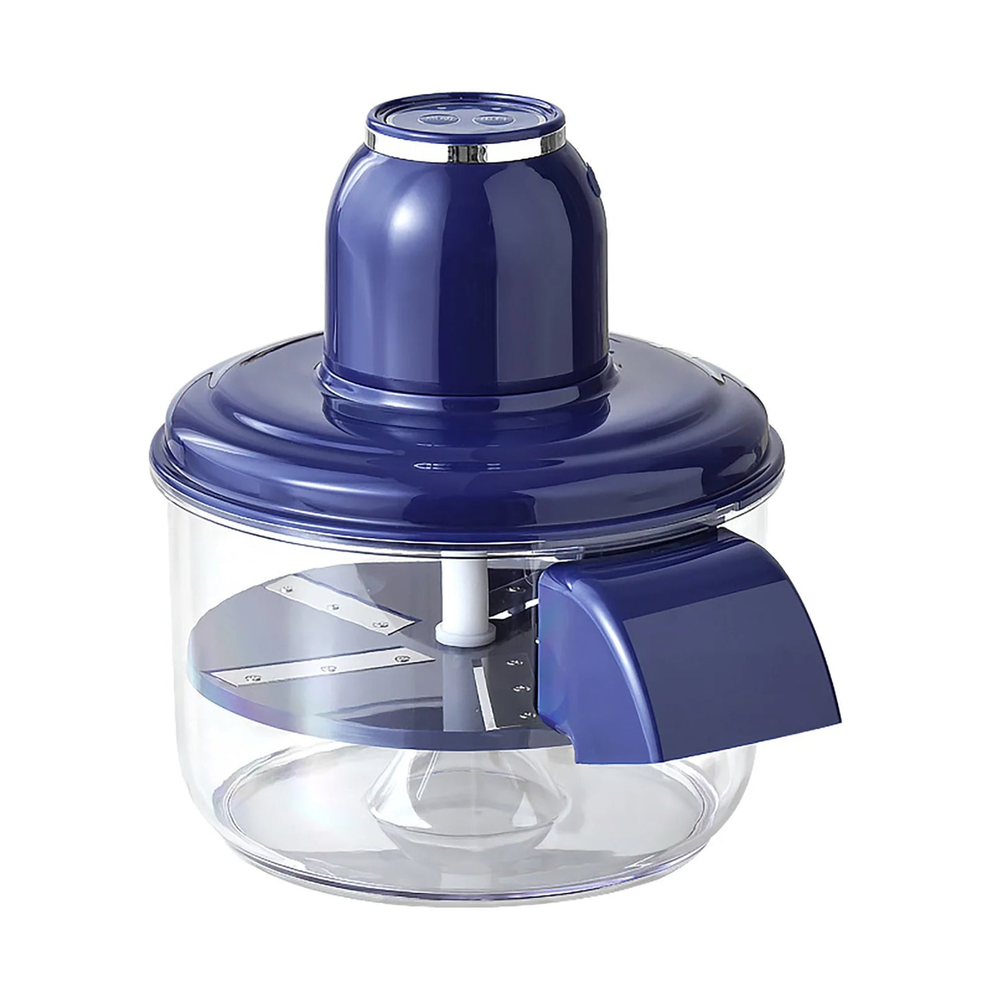 Blue and clear kitchen chopper on a white background