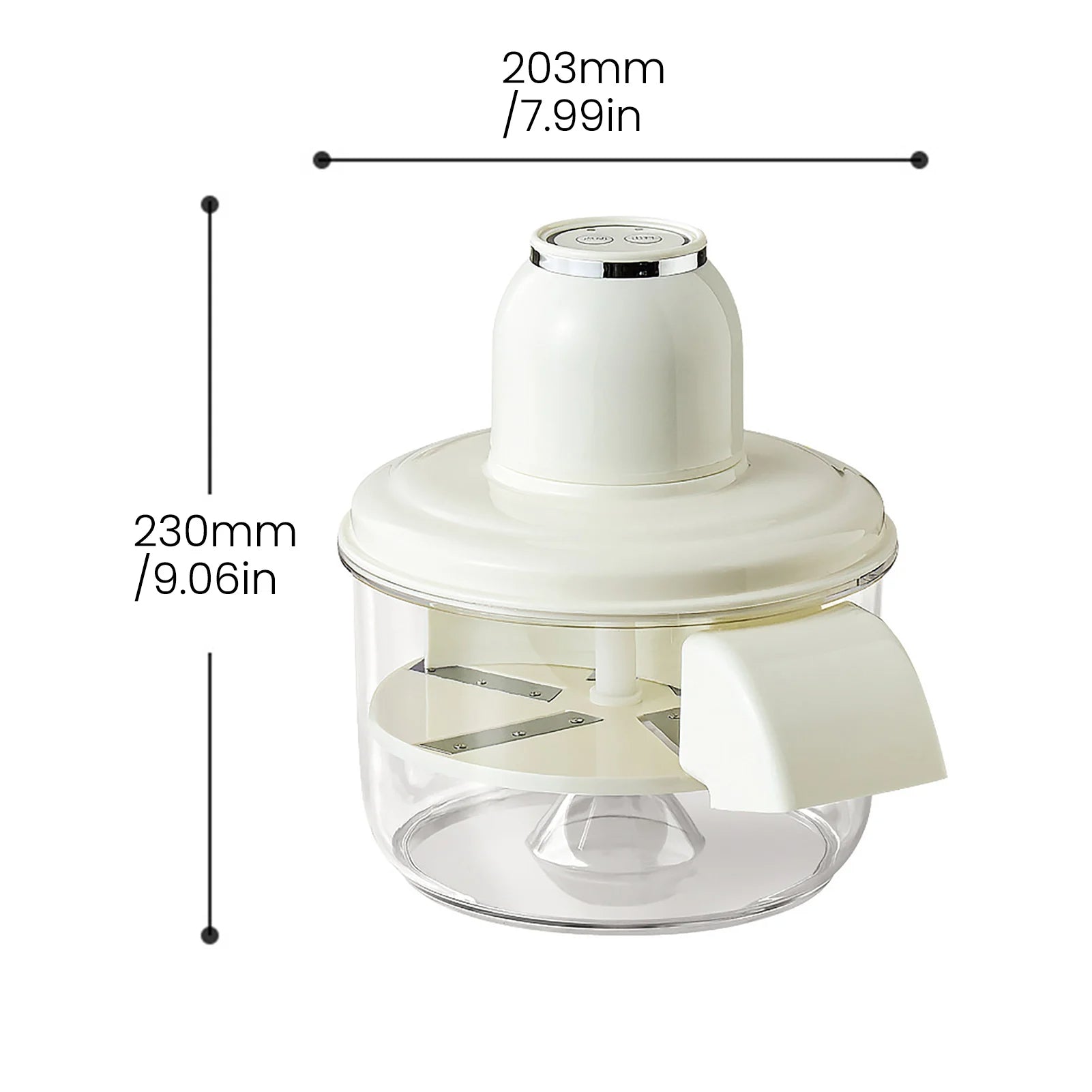 White automatic fruit peeler with measurements